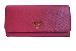 Prada Continental Wallet, Leather, Pink, 236, 3